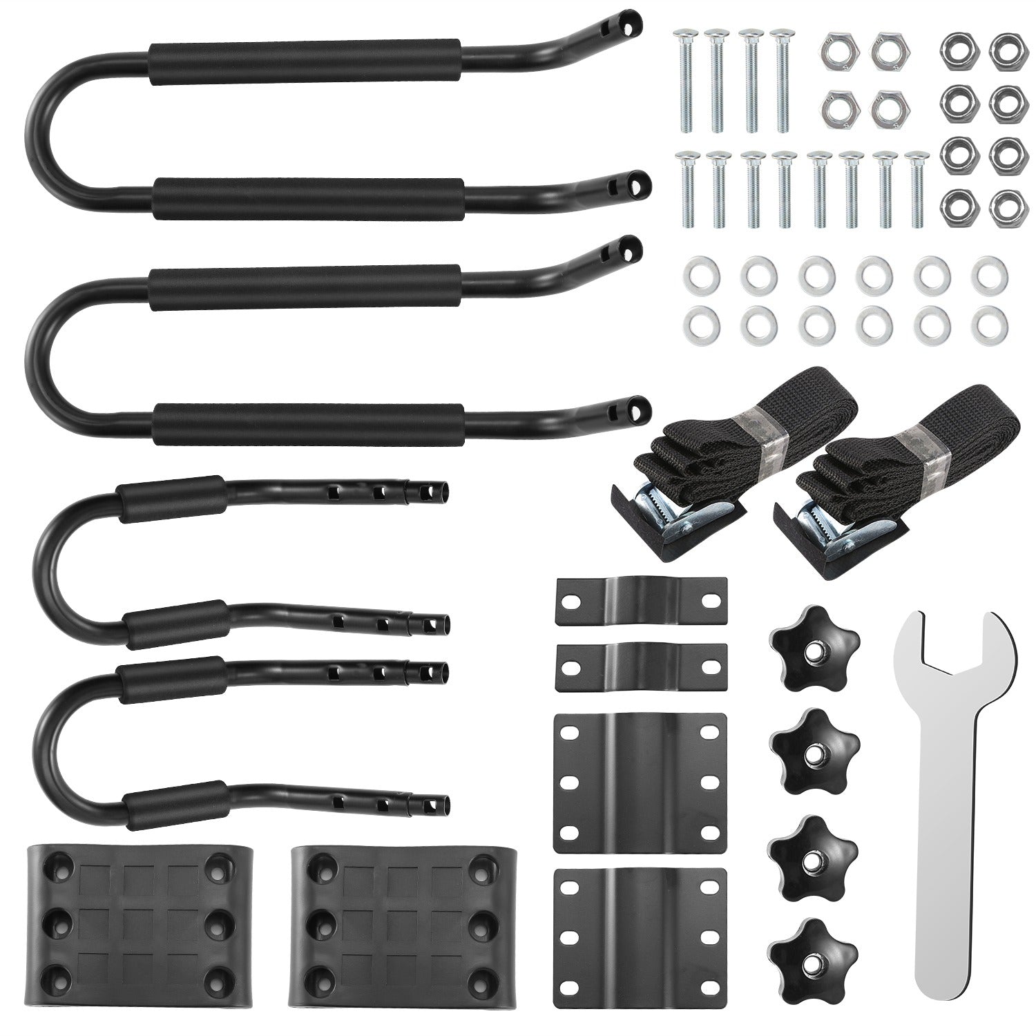 1 Pair Universal J - Bar Kayak Carrier 220LBS Load Heavy Duty Canoe Car Top Mount Carrier Roof Rack With 2Pcs Tie Down Straps - 5 - CJ