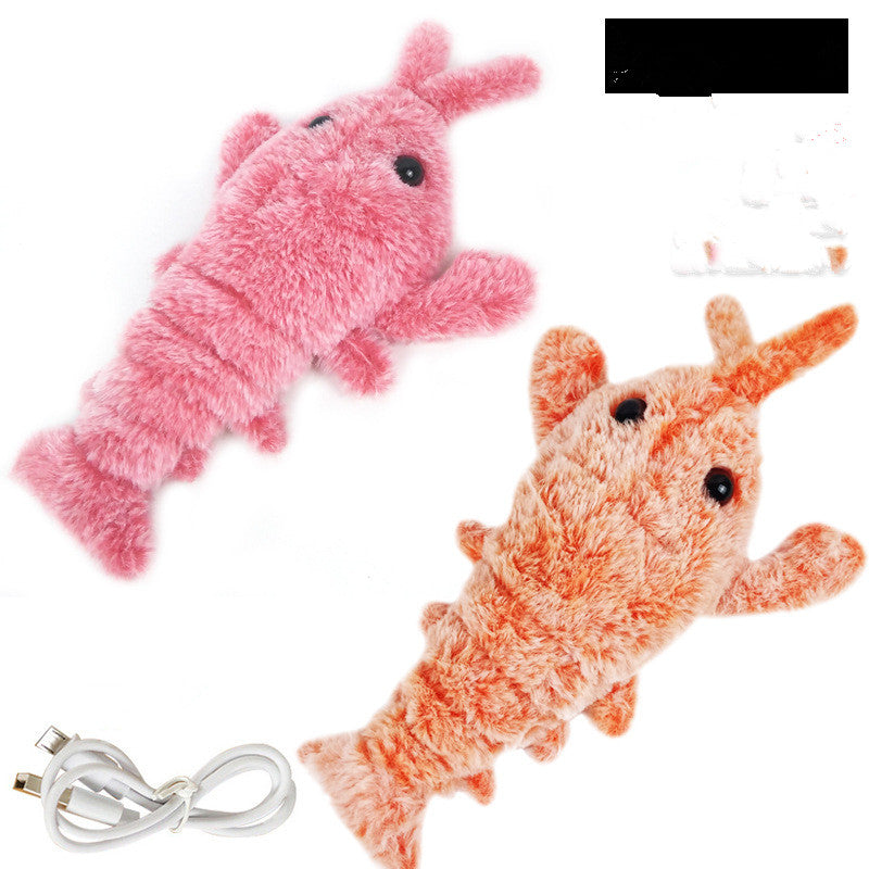 Pet Toys Electric Jumping Shrimp USB Charging Simulation Lobster Funny Cat Plush Pets Toy - 0 - CJ