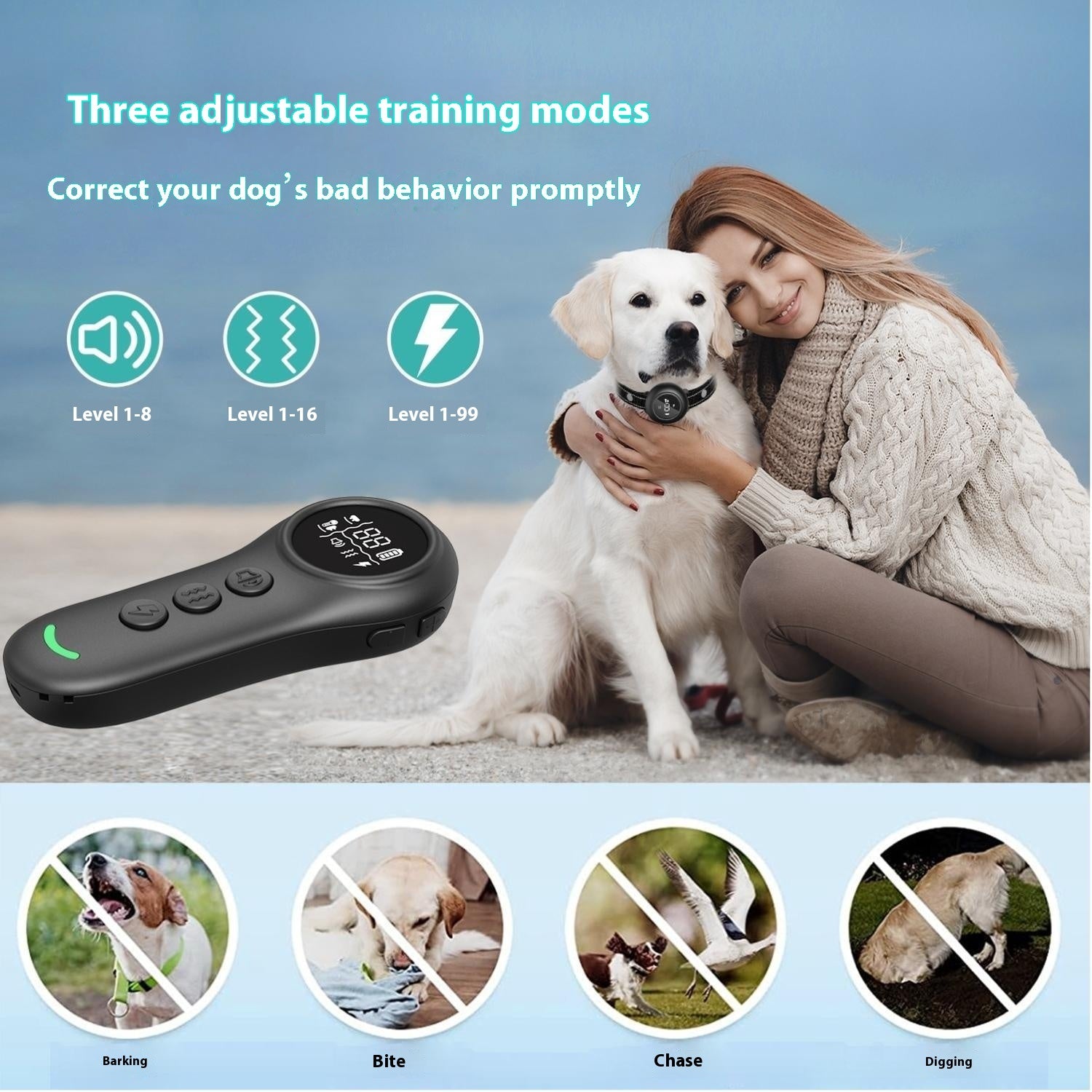 Multiple Training Modes Smart 3 - in - 1 Dog Trainer Bark Stopper - 0 - CJ
