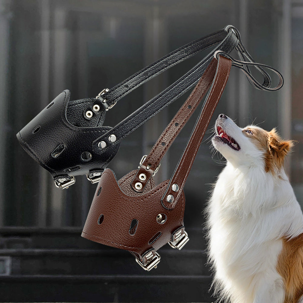 Dog Muzzle Leather, Comfort Secure Anti - Barking Muzzles For Small Medium Large Dogs, Breathable And Adjustable, Allows Drinking And Panting, Used With Collars - 5 - CJ