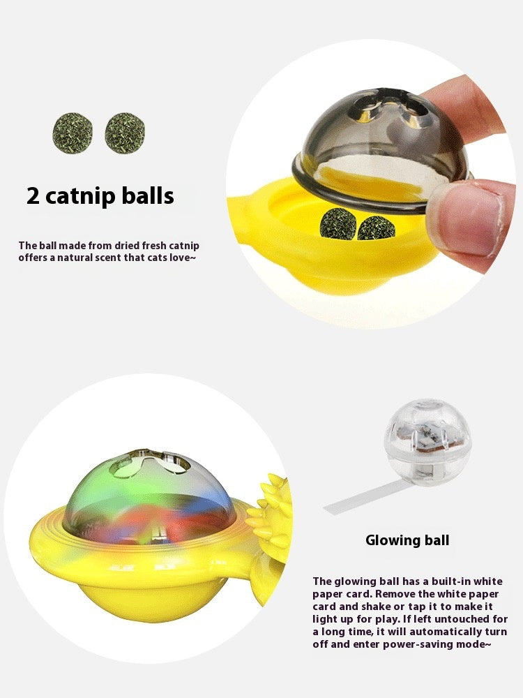Cat Entertainment Set - Interactive Rotating Disk, Feather Teasers, Tumbler, Windmill Toy - Keeps Cats Active & Engaged - 5 - CJ