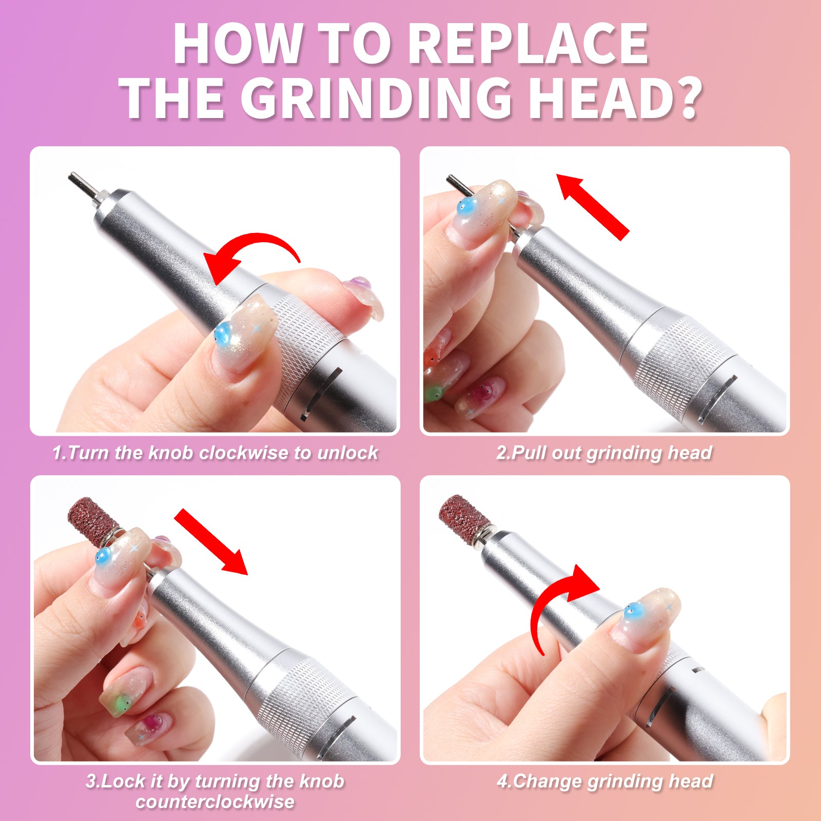 Rechargeable Nail Drill 45000 RPM - Electric Nail File For Shaping, Removing & Polishing Gel Nails - Lightweight & Easy To Use - Perfect For Home & Salon Manicure Pedicure - 5 - CJ
