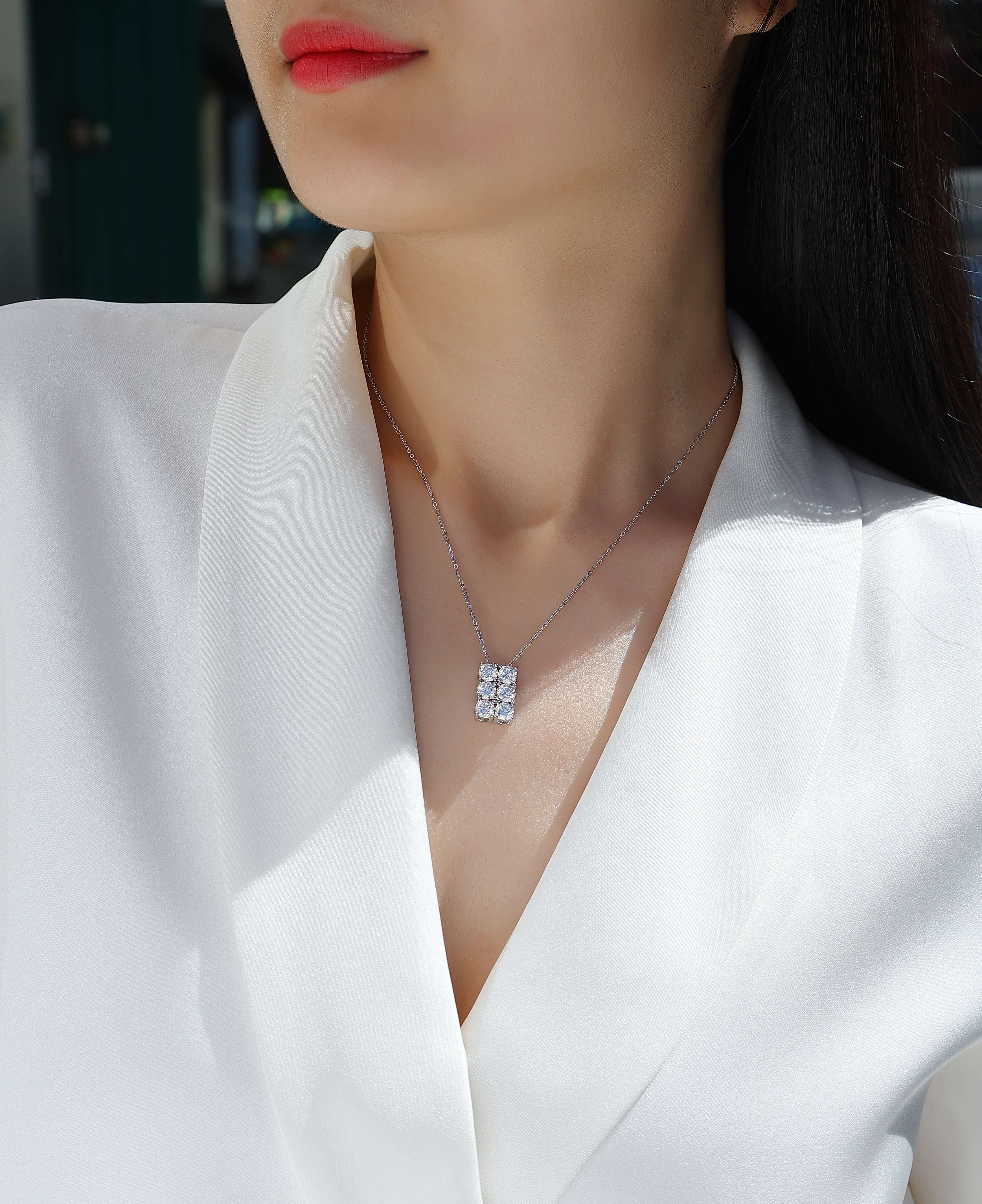 1Grand Round - A Fashionable And Luxurious Diamond Jewelry Piece Set With 0.5 - carat And 0.3 - carat Moissan Diamonds, S925 Sterling Silver And Platinum - plated Pendant Prohibit TikTok sales - 5 - cj