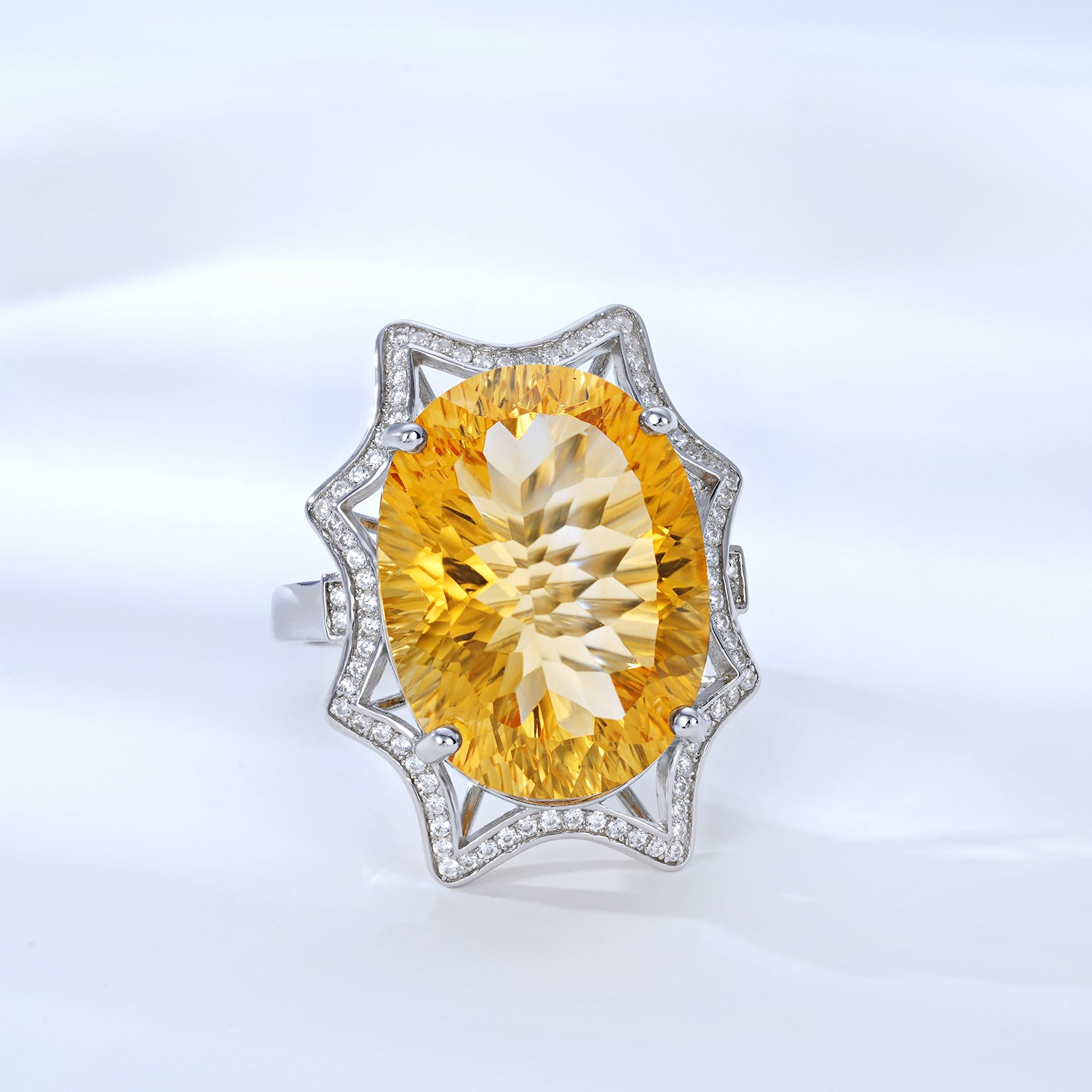 Natural Crystal Jewelry European And American Simple Light Luxury Style Large Topaz Ring - 4 - CJ