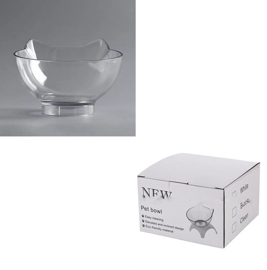 Non Slip Double Cat Bowl With Raised Stand Pet Food Cat Feeder Protect Cervical Vertebra Dog Bowl Transparent Pet Products - 0 - CJ - Single transparent and box - CJMY122872110JQ