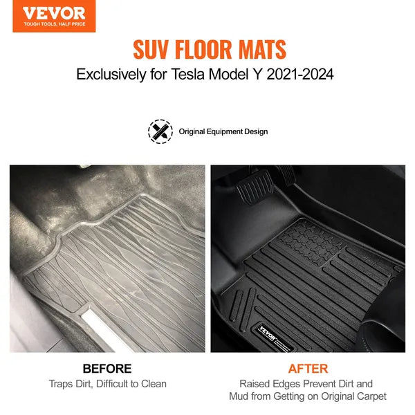 Automotive Floor Mats Fits For Tesla Model Y 2021 - 2024 3 Pcs TPE Liners - 5 - CJ