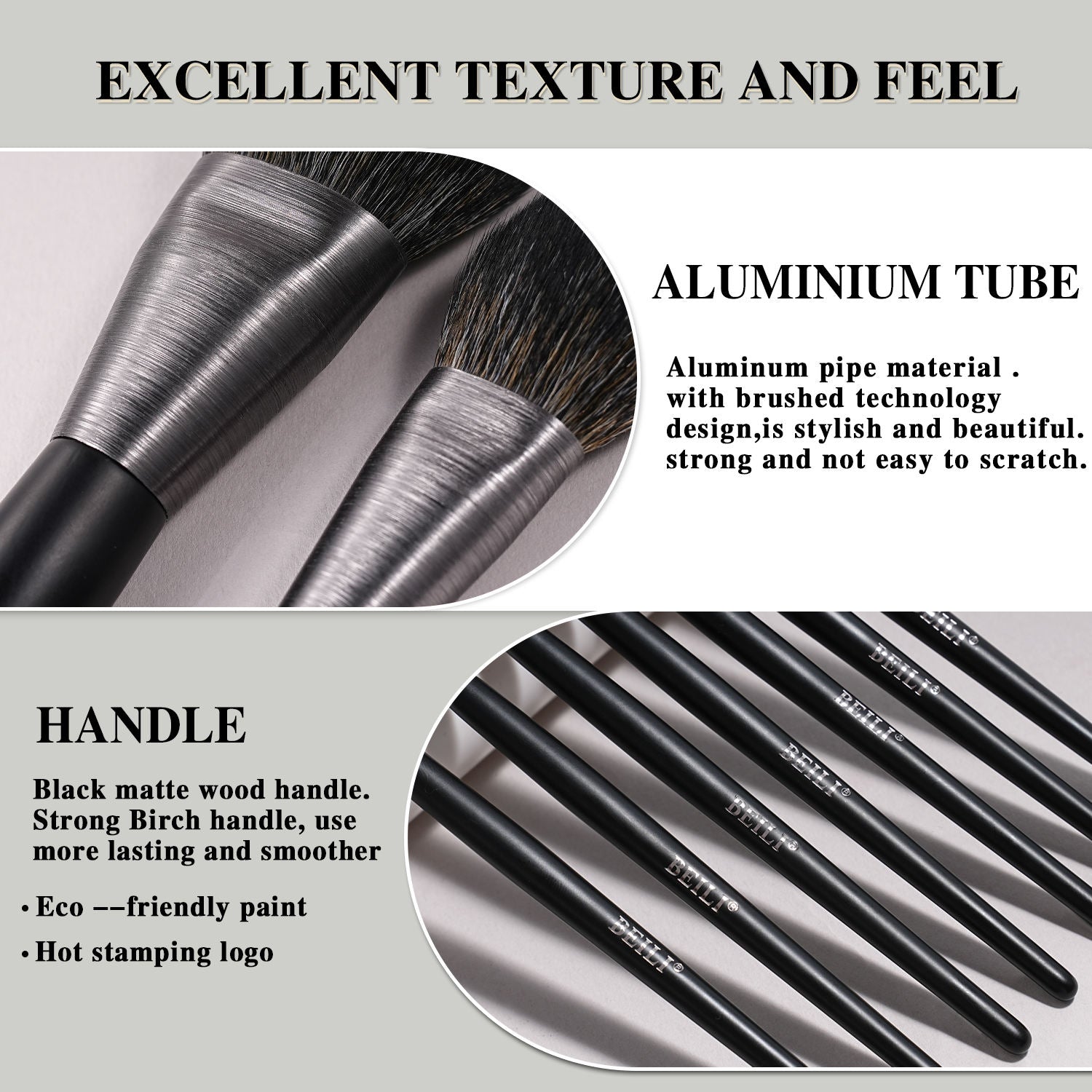 High - quality Makeup Brushes With Wooden Handles, Premium Natural 10pcs Makeup Brushes. - 5 - CJ