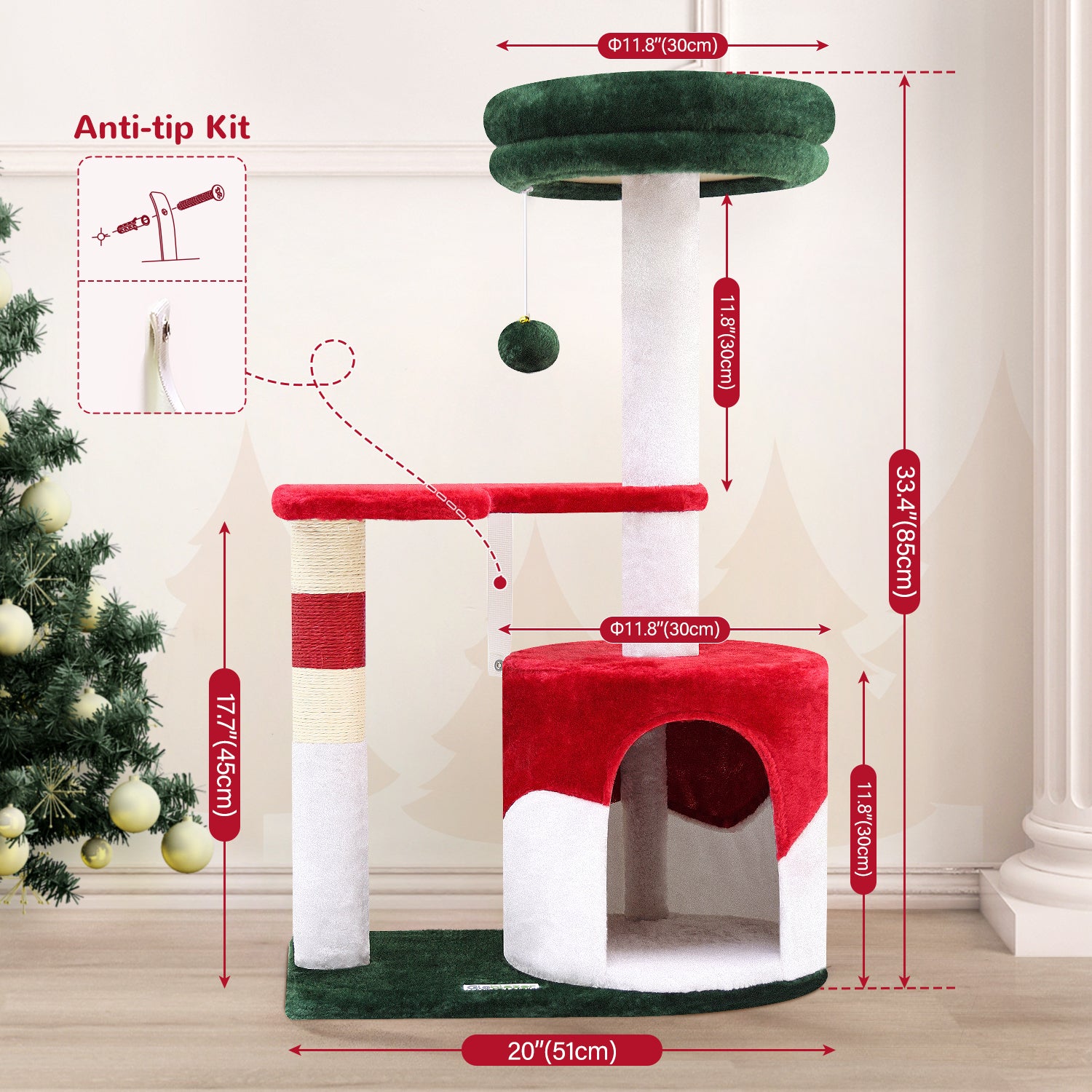 33 Inch Christmas Style Cat Climbing Frame - 5 - cjdroshippping