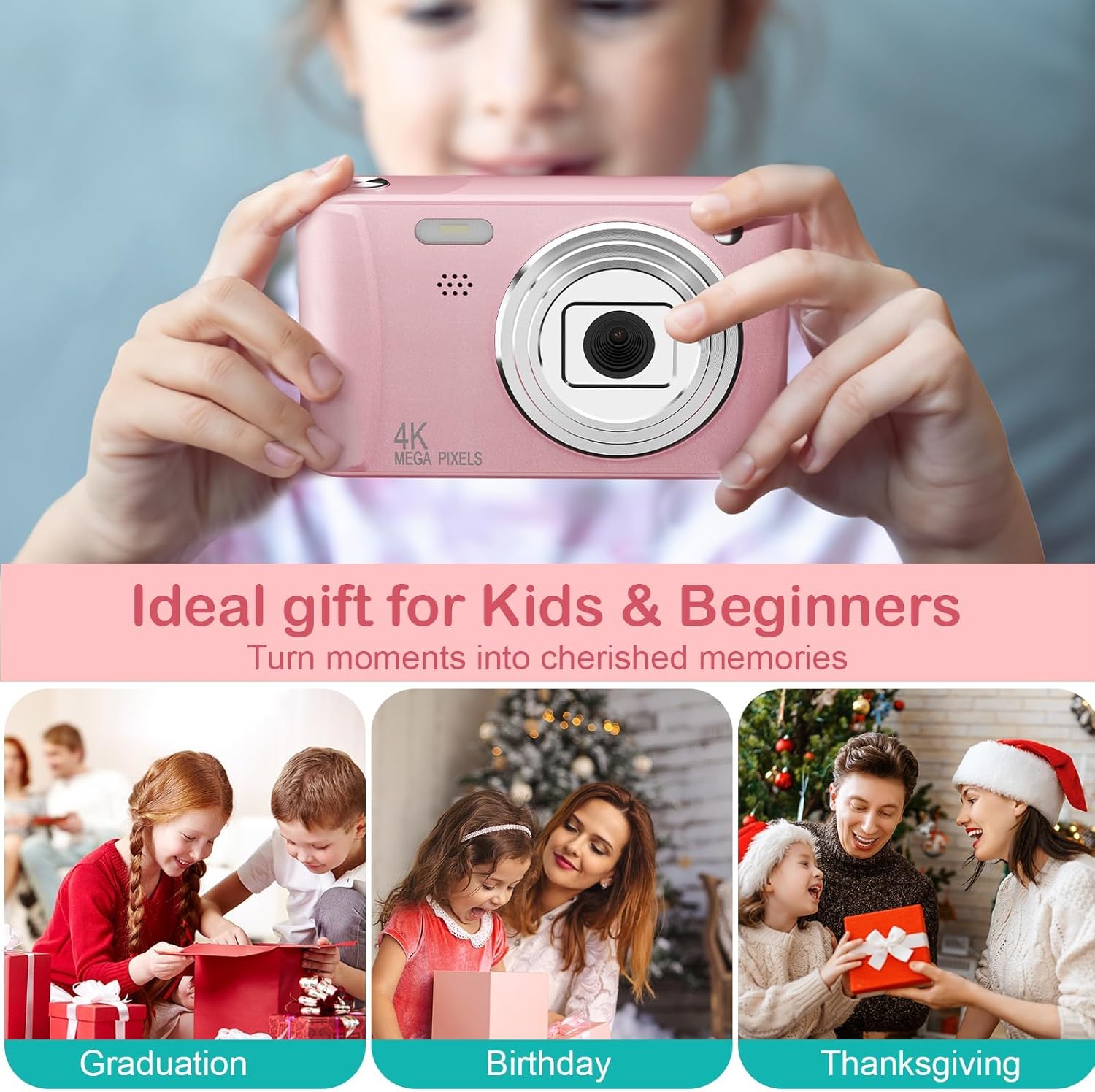 Kids Digital Camera Christmas Birthday Gifts With 32GB SD Card - 5 - CJ