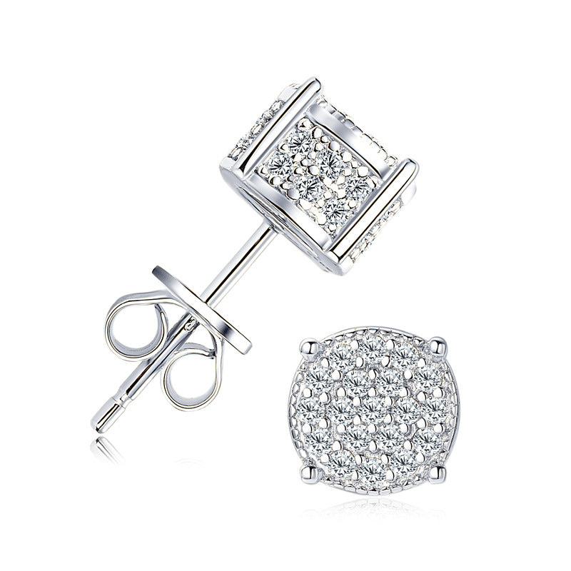 Hip Hop Sparkling Zircon Stud Earrings,4 Prong Setting, Bling Design,Unisex For Daily Wear And Parties - 5 - CJ