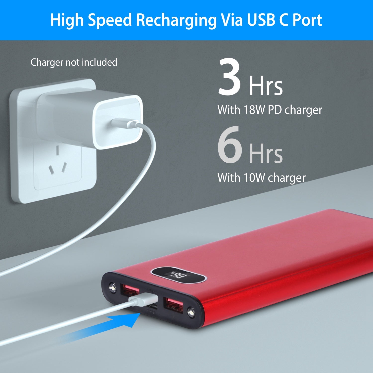 Green - Black - Red Color Options - 1Pc 20000Mah Power Bank Portable Charger External Battery Pack 22.5W Super Fast Charging With LED Display Flashlight Fit For IOS Phone - 5 - CJ