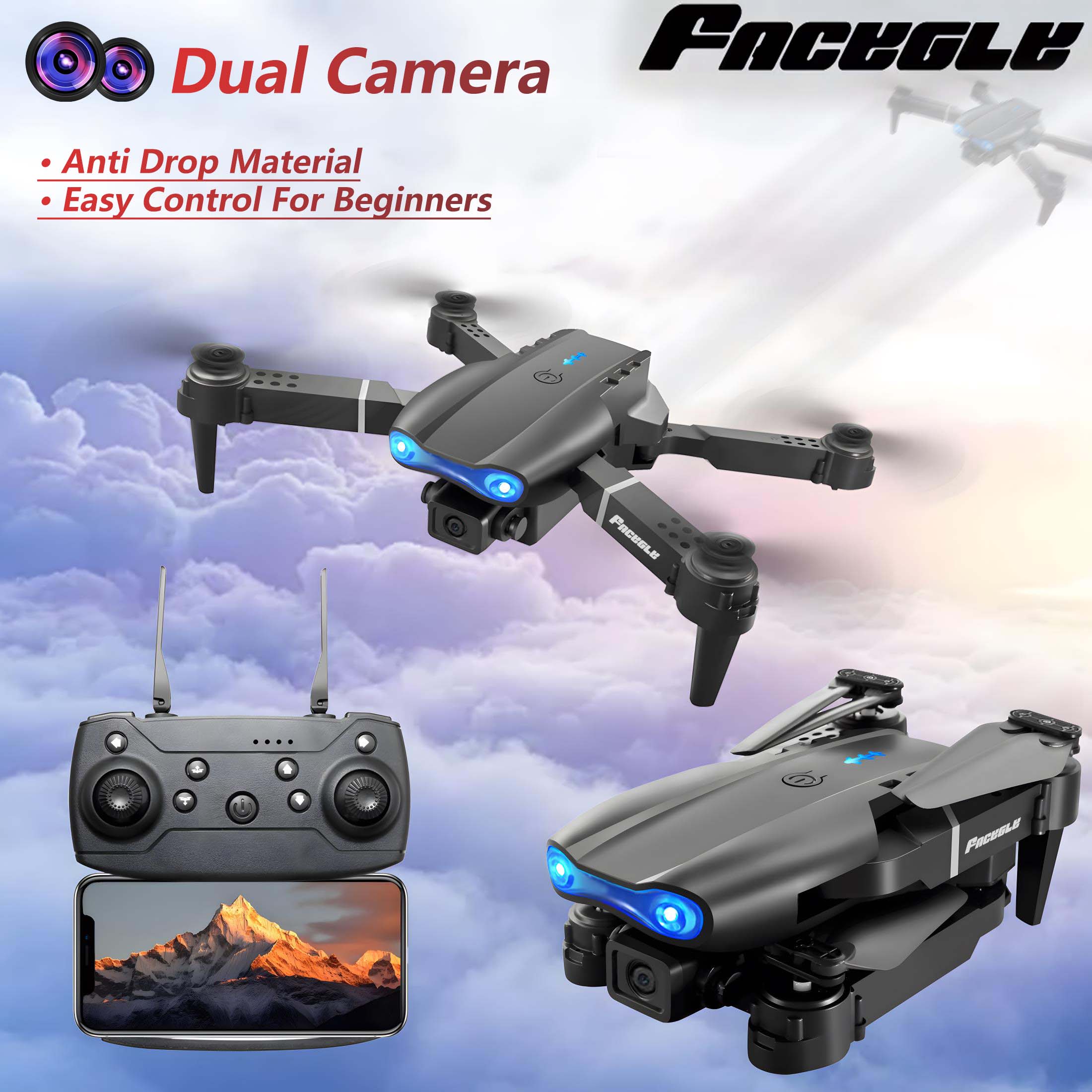 E99 Drone Quadcopter Dual Camera HD Aerial Photography Remote Control - 5 - CJ