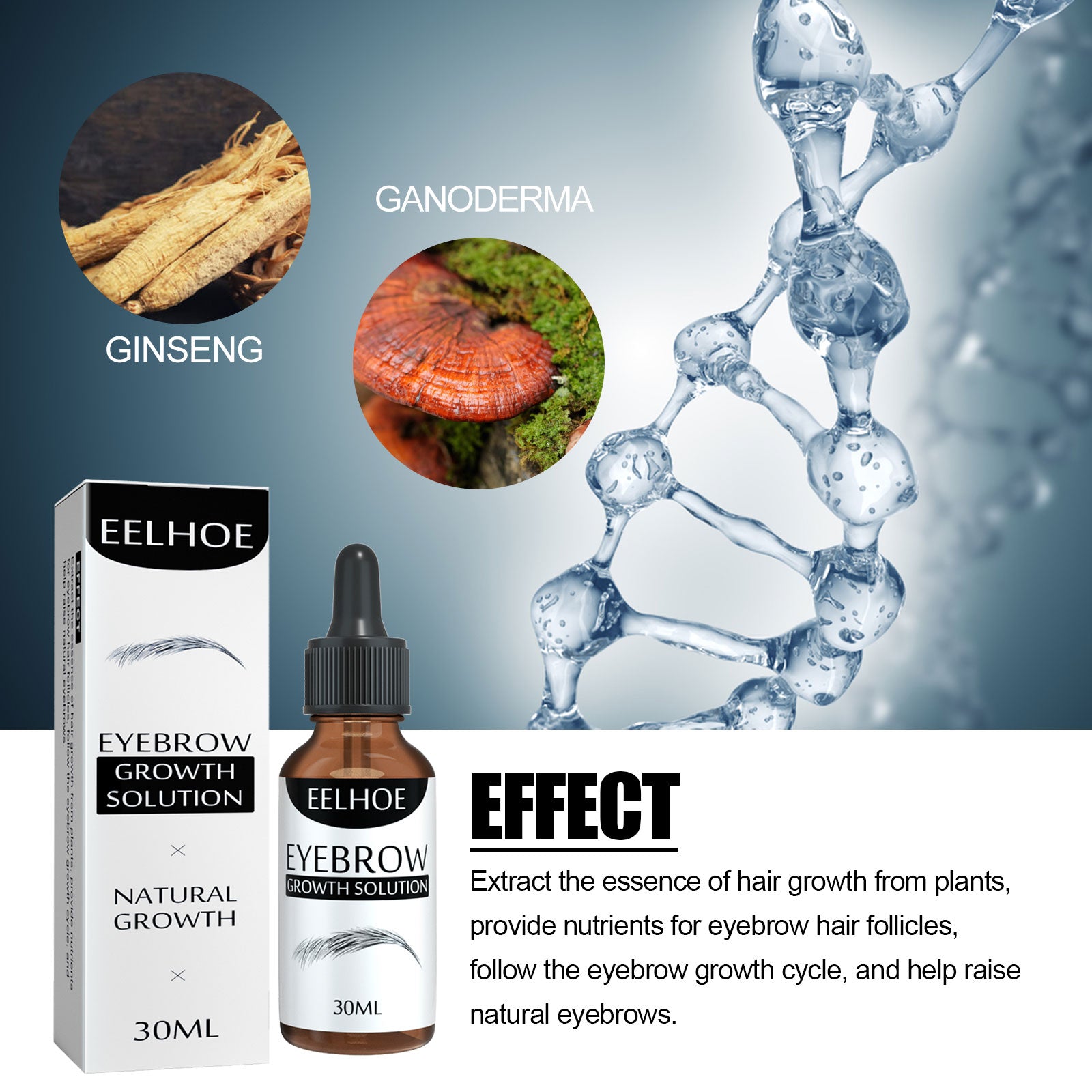 EELHOE Eyebrow Liquid - Black, Dense Natural Essential Oil Liquid For Thick Eyebrow Repair, Gentle Moisturizing Care Liquid - 5 - CJ