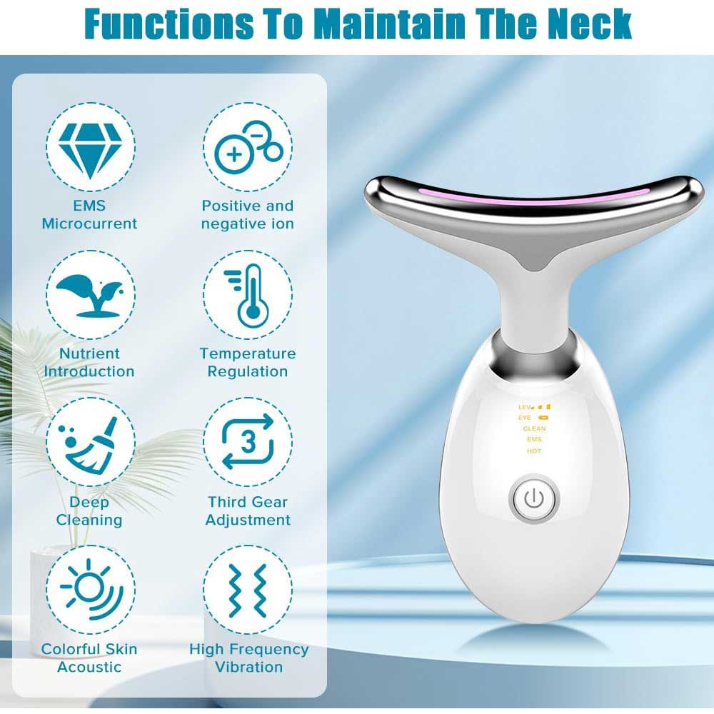 Neck Face Massager Face Sculpting Tool 3 Colour Modes And Vibration For Facial Massager For Double Chin - 5 - CJ