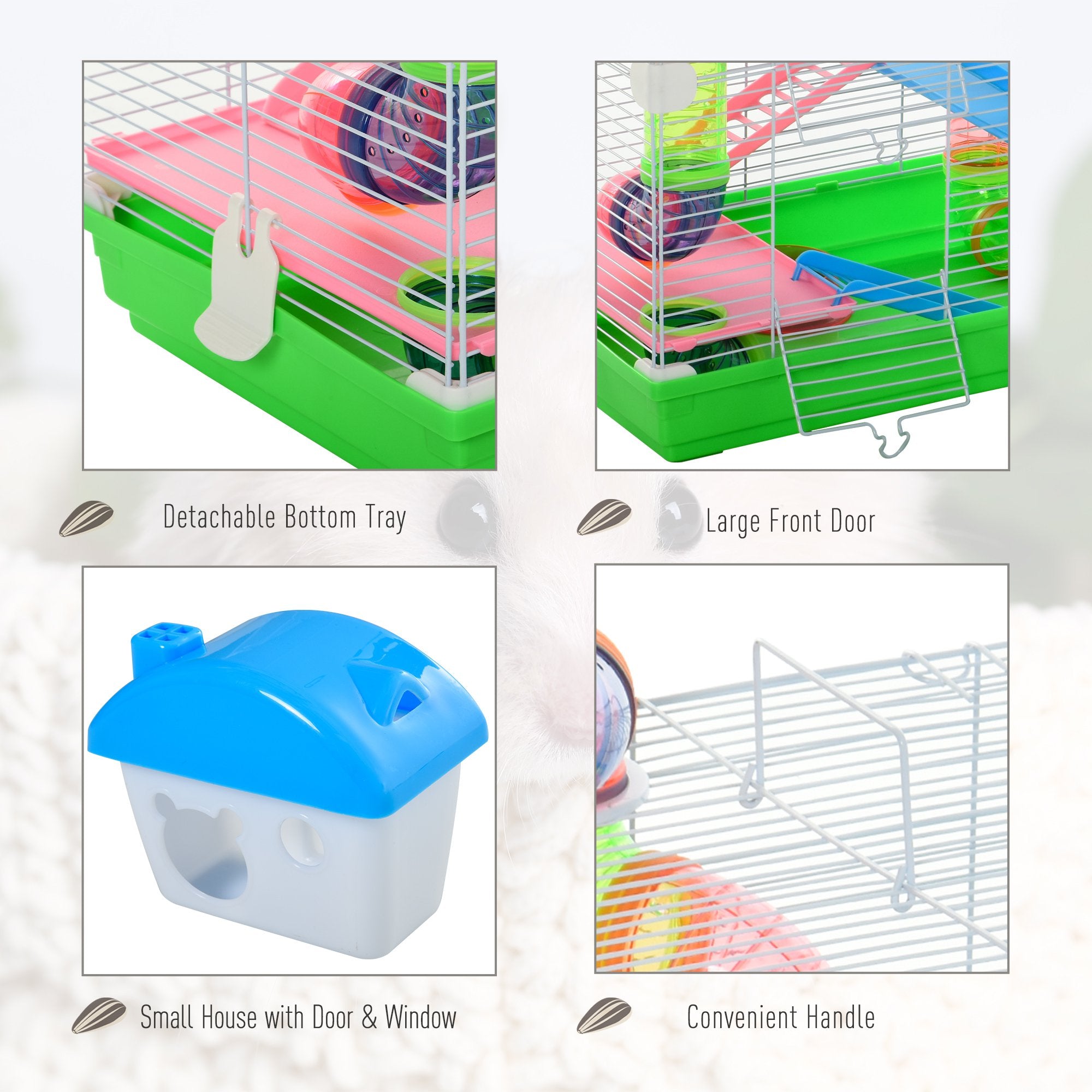 5 Tiers Hamster Cage Portable Animal Travel Carrier w/ Exercise Wheels Tube - 5 - CJ