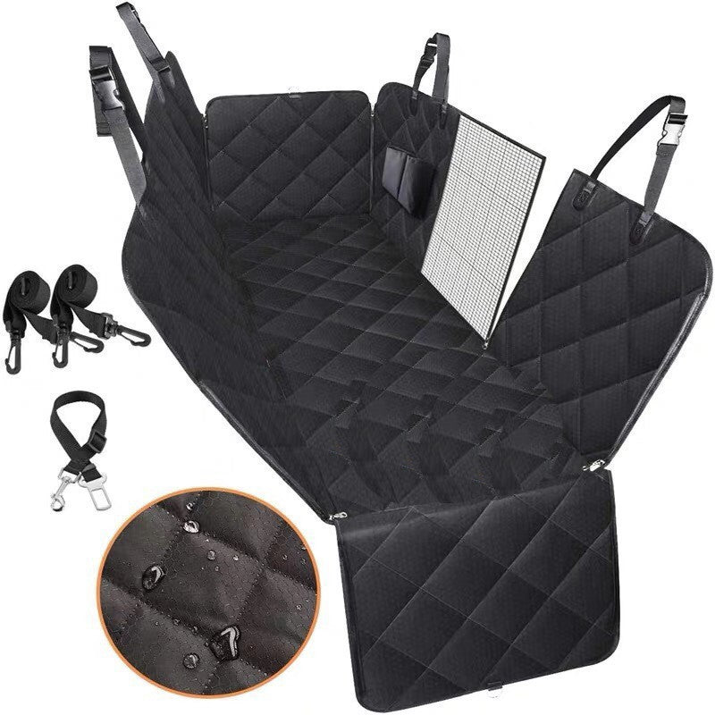 Dog Car Seat Cover View Mesh Pet Carrier Hammock Safety Protector Car Rear Back Seat Mat With Zipper And Pocket For Travel - 0 - CJ - Black belt mesh - CJJJCWGY00736 - Black belt mesh