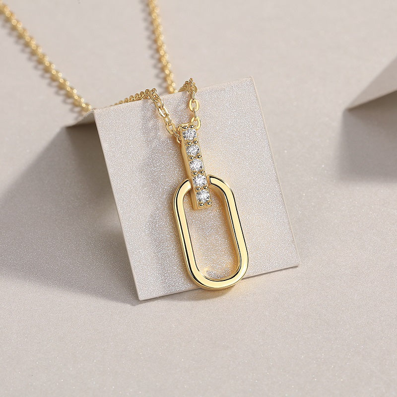 1Light And Shadow Geometry - A Fashionable And Trendy Diamond Jewelry Necklace Pendant Set With Moissanite S925 Sterling Silver And Gold Plating Prohibit TikTok sales - 5 - CJ