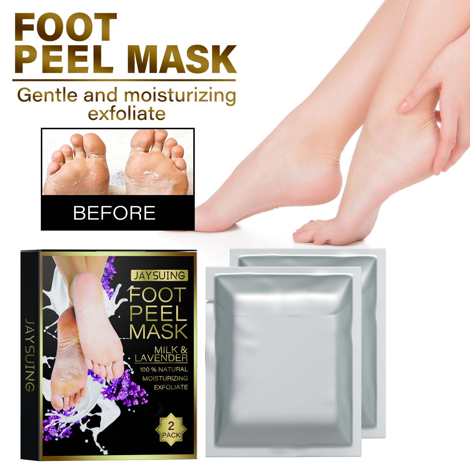 Jaysuing Lavender Exfoliating Foot Mask Exfoliating Foot Care Hydrating, Hydrating, Anti - chapping And Moisturizing Skin - 5 - CJ