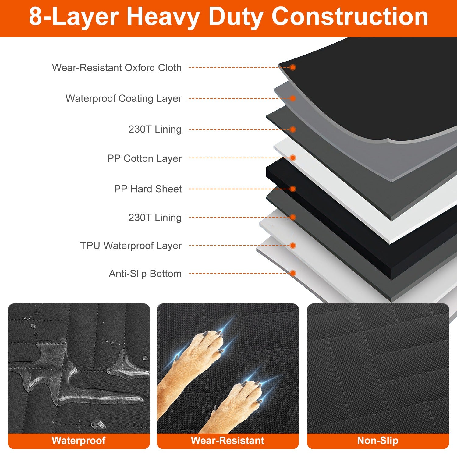 1Pc Dog Car Seat Cover For Back Seat Waterproof Oxford Cloth Seat Cover Hammock Non - Slip Scratchproof Back Seat Extender With Side Flap Mesh Window Storage Bag For Car SUV Truck - 5 - CJ