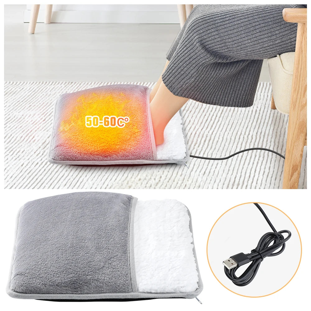 Winter Electric Foot Heating Pad USB Charging Soft Plush Washable Foot Warmer Heater Improve Sleeping Household Foot Warming Mat Electric Foot Warmer With Dual - Sided Heating Elements - 5 - CJ