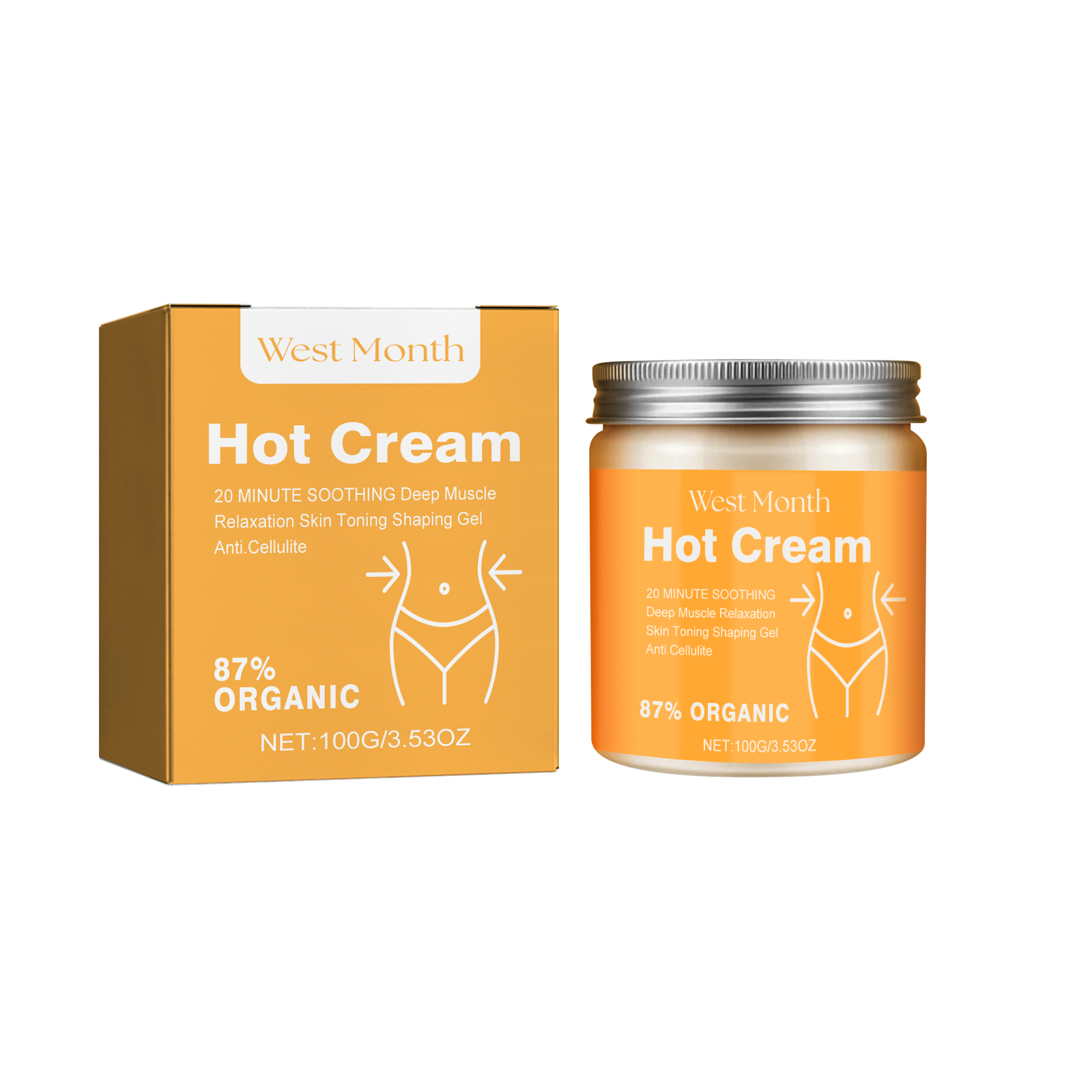 West&Month Body Care Cream, Massage Skin Legs Arms Waist Body Firming Cream - 5 - CJ