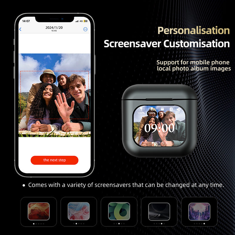 TWS Screen Display Wireless Active ANC Noise - canceling Earbuds, Smart Touch Screen Wireless Earbuds, Noise - canceling Wireless Earphones, Long Battery Life, Built - in SD Card With MP3 Playback - 5 - CJ