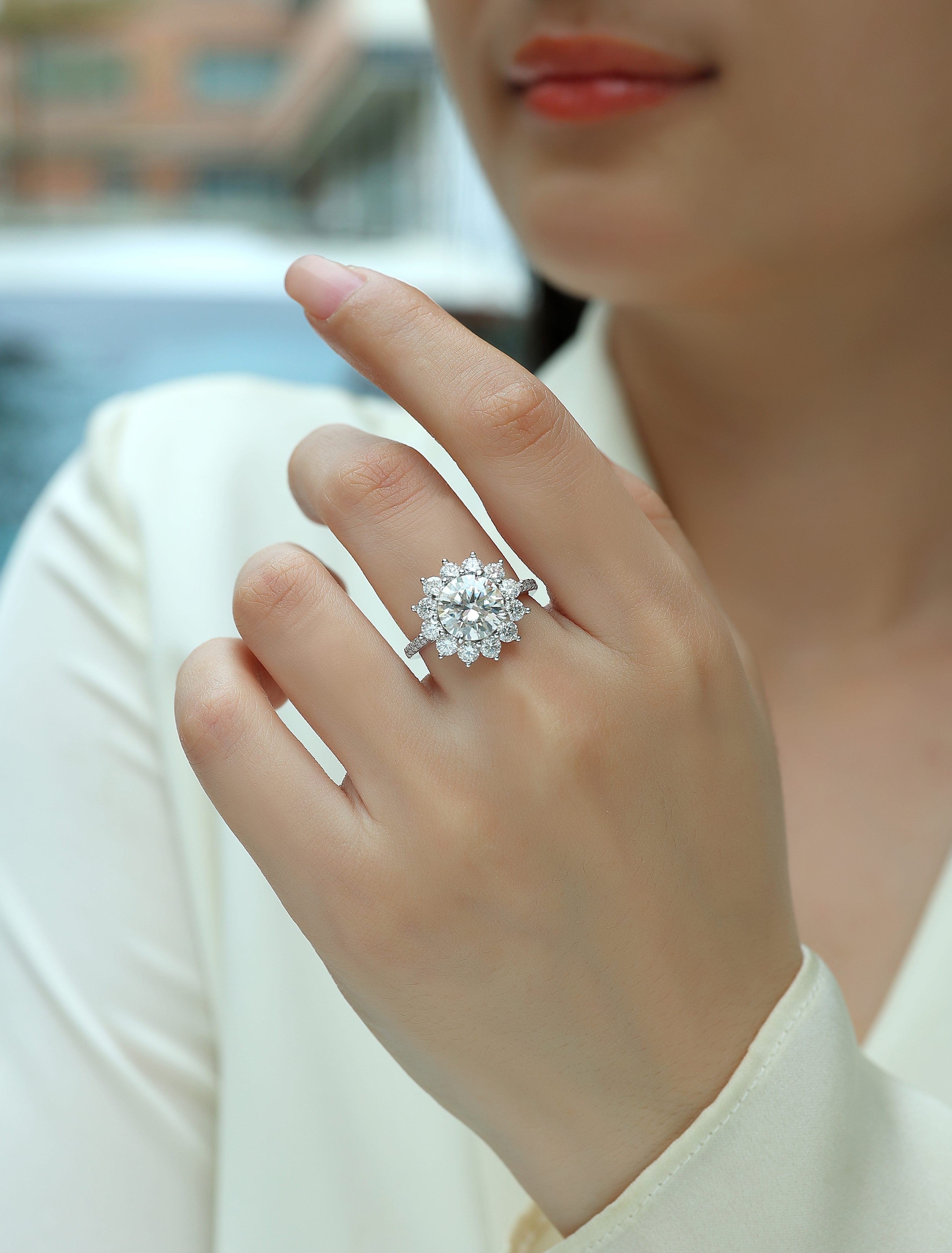 1Sunflower - A Fashionable Diamond Jewelry Piece Set With 3 - carat Moissanite S925 Sterling Silver And Platinum Diamond Ring Prohibit TikTok sales - 5 - CJ