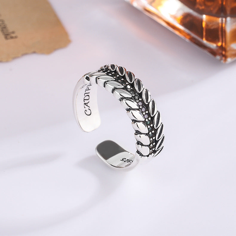 S925 Sterling Silver Color Diamond Colorful Zircon Ear Of Wheat Ring - 4 - https://x.com/titan_prim62775J