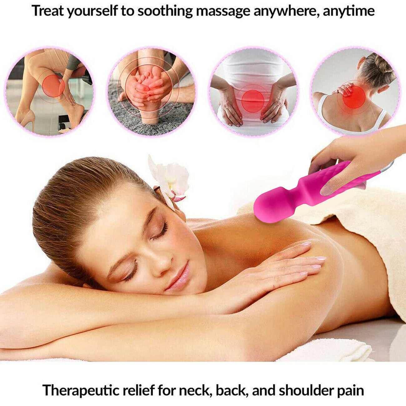 Magic Massage Wand Muscle Relaxation Massager 20 Speed Vibrating Full Body Therapy Motor - 5 - CJ