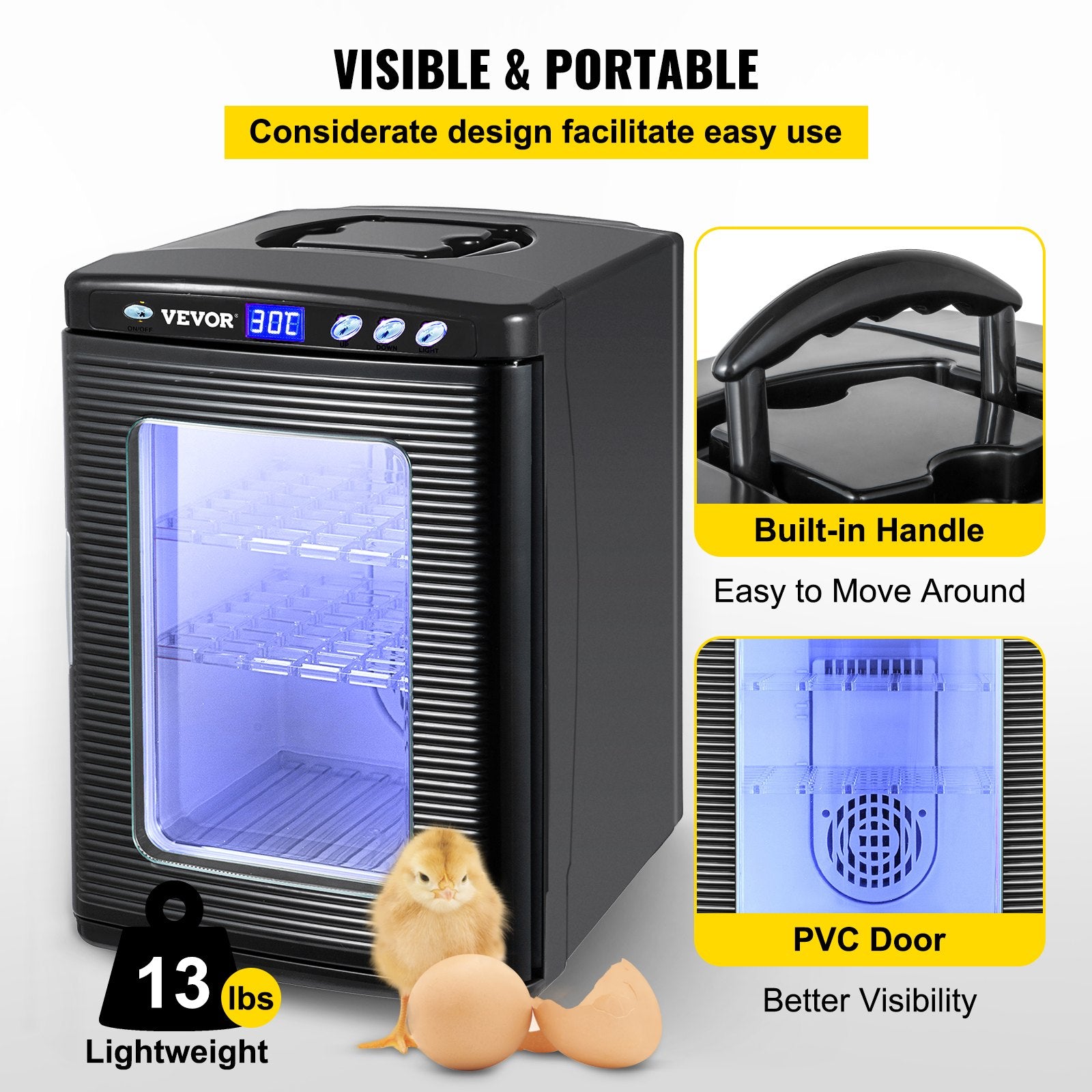 Black Reptile Incubator 25L Scientific Lab Incubator Digital Incubator Cooling And Heating 5 - 42°C Reptile Egg Incubator 12V/110V Work For Small Reptiles - 5 - CJ