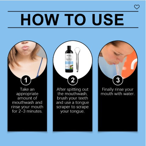 Oralhoe Coconut Mint Oil, Coconut Mint Mouthwash Breath Care Gum Stain Removal Mouthwash - 5 - CJ