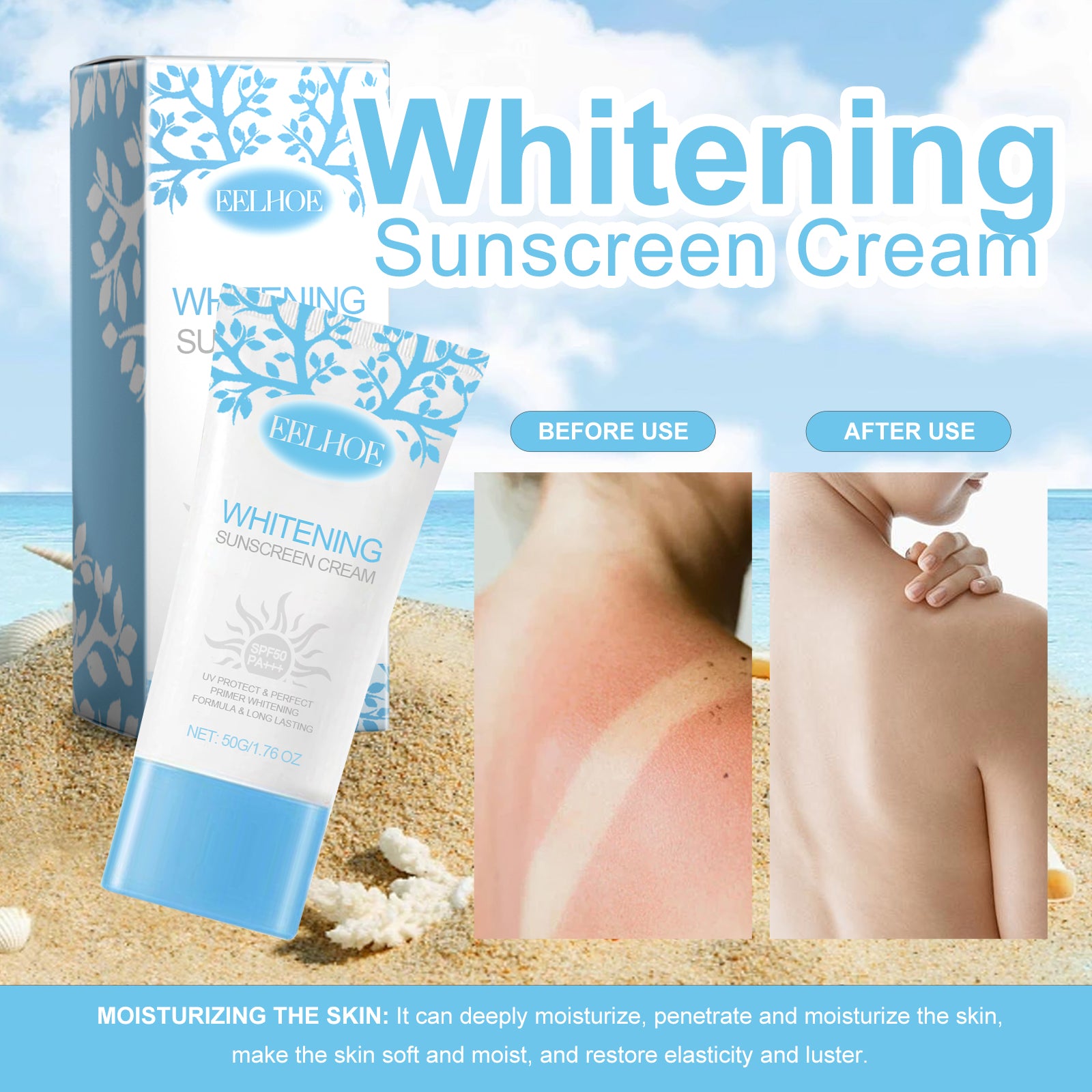 Eelhoe Nicotinamide Whitening Protective Cream, Summer Outdoor Protection Isolation Moisture Clear, Refreshing And Non - Sticky - 5 - CJ