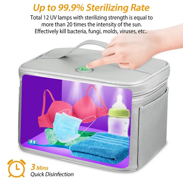 UV Disinfection Bag, Portable LED UV Sanitizer Box USB - Powered Travel UV Cleaner Bag - 5 - CJ