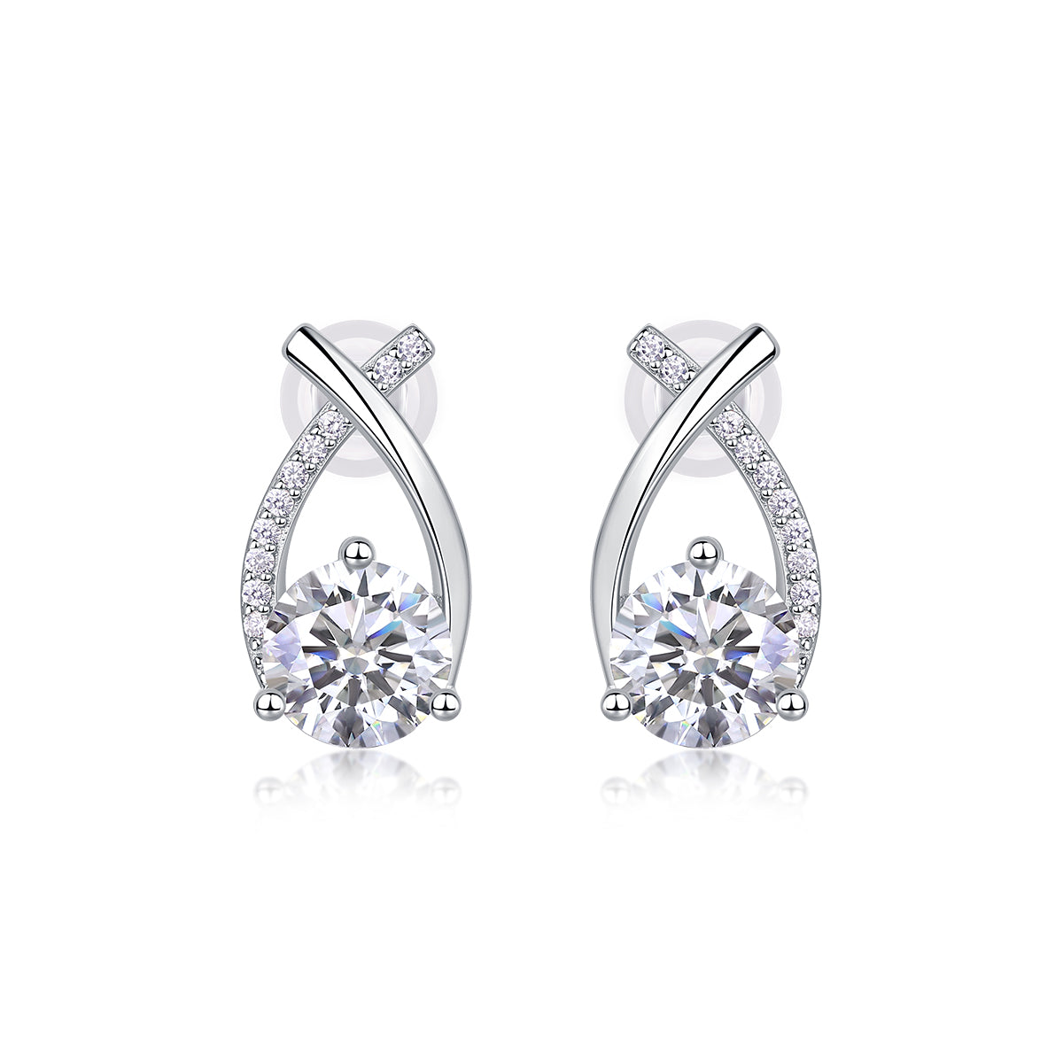 1Happy Encounter - Fashionable And Luxurious Diamond Jewelry Set With 1 - carat Moissan Diamond S925 Sterling Silver And Platinum - plated Stud Earrings Prohibit TikTok sales - 5 - cjdropshipping