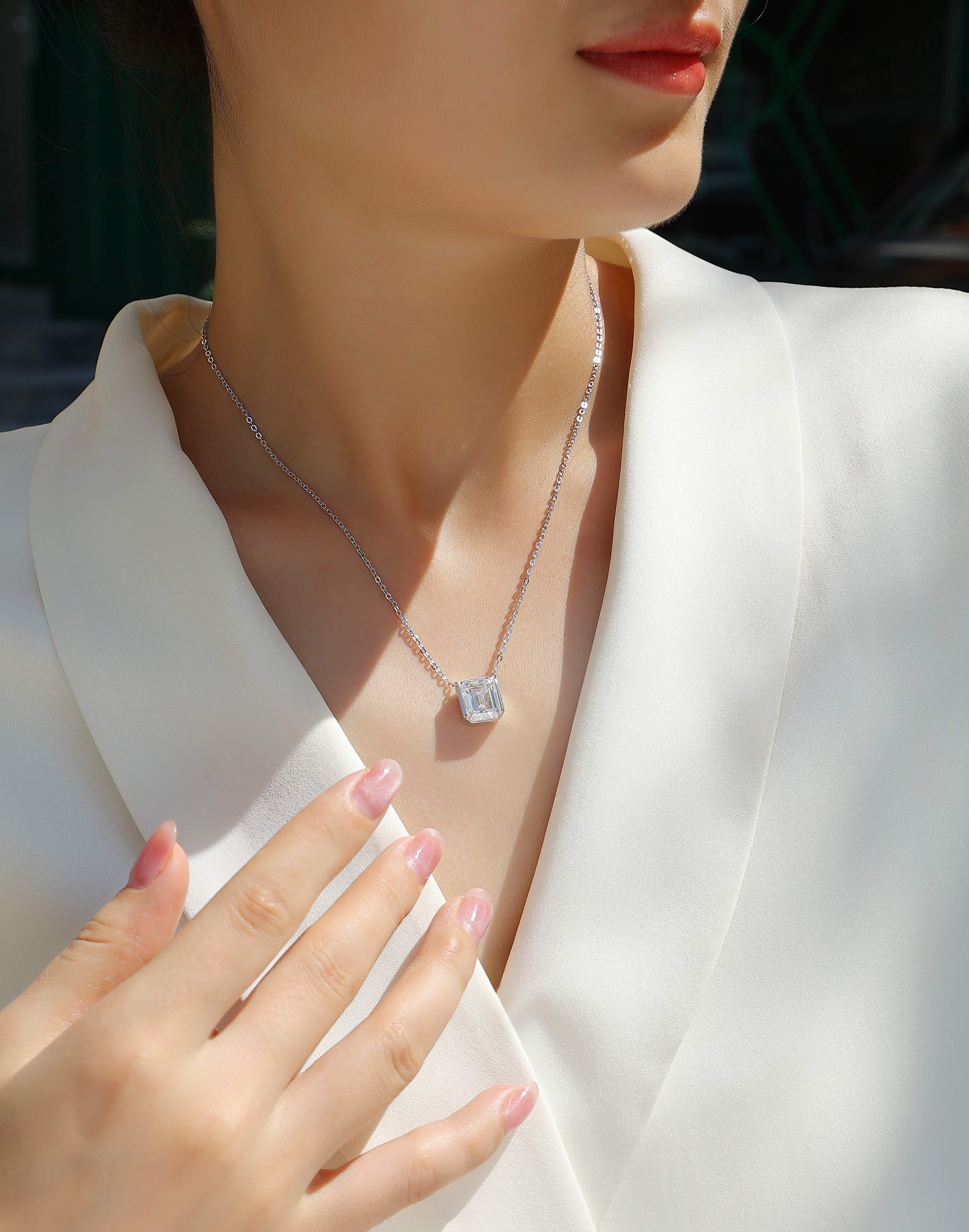 1The Brilliance In A Small Space - A Fashionable Jewelry Pendant Set With Moissanite S925 Sterling Silver And Platinum - plated Diamond, Moissanite Silver Jewelry Prohibit TikTok sales - 5 - cj