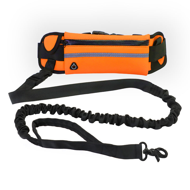 Hands Free Dog Leash Pet Walking And Training Belt With Shock Absorbing Bungee Leash For Up To 180lbs Large Dogs Phone Pocket And Water Bottle Holder - 4 - CJ - Orange - CJJJCWGY04596 - Orange