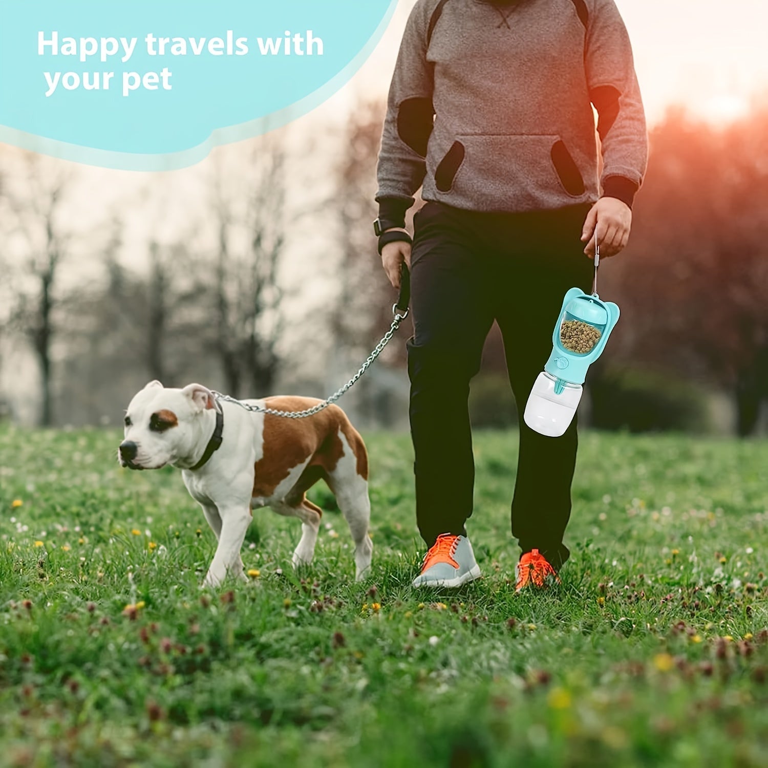 2 In 1 Dog Water Bottle, Leak Proof Portable Pet Water Bottle With Food Container, Outdoor Portable Water Dispenser For Dog, Puppy Supply For Walking, Hiking, Camping, Travel - 5 - CJ