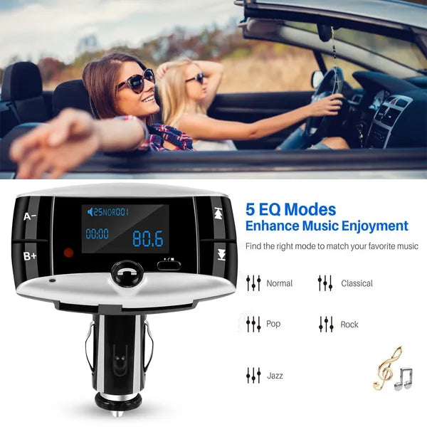 Car Wireless FM Transmitter USB Charger Hands - free Call MP3 Player SD Card Reading Aux - in LED Display - 5 - CJ
