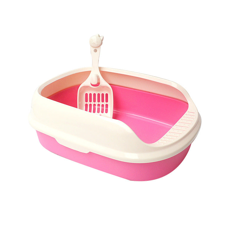 Pet Cat Litter Box With Shovel High - side Polyester Cat Litter Box - 0 - CJ - Pink - 40x29x13.5cm - CJMY121661101AZ