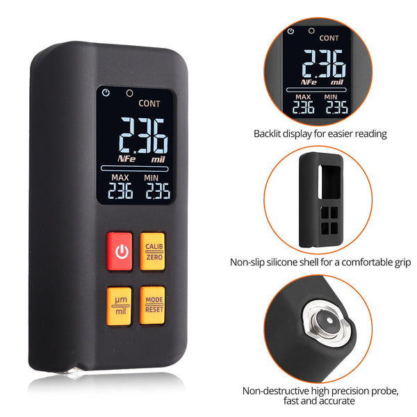 LCD Digital Thickness Gauge Car Coating Paint Film Depth Tester Fe NFe Probe - 5 - CJ