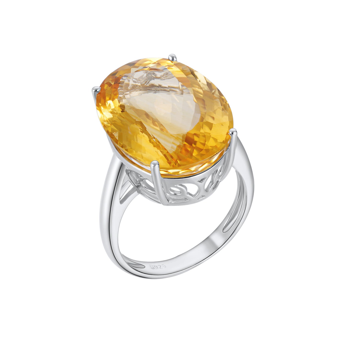 Luxury 20Ct Oval Natural Topaz Ring S925 Sterling Silver - 4 - CJ