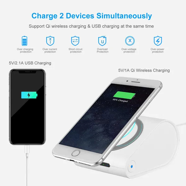 Qi Wireless Charger 10400mAh Power Bank 5W Wireless Charger Pad 2.1A USB Charge Port Portable Battery Charger - 5 - CJ