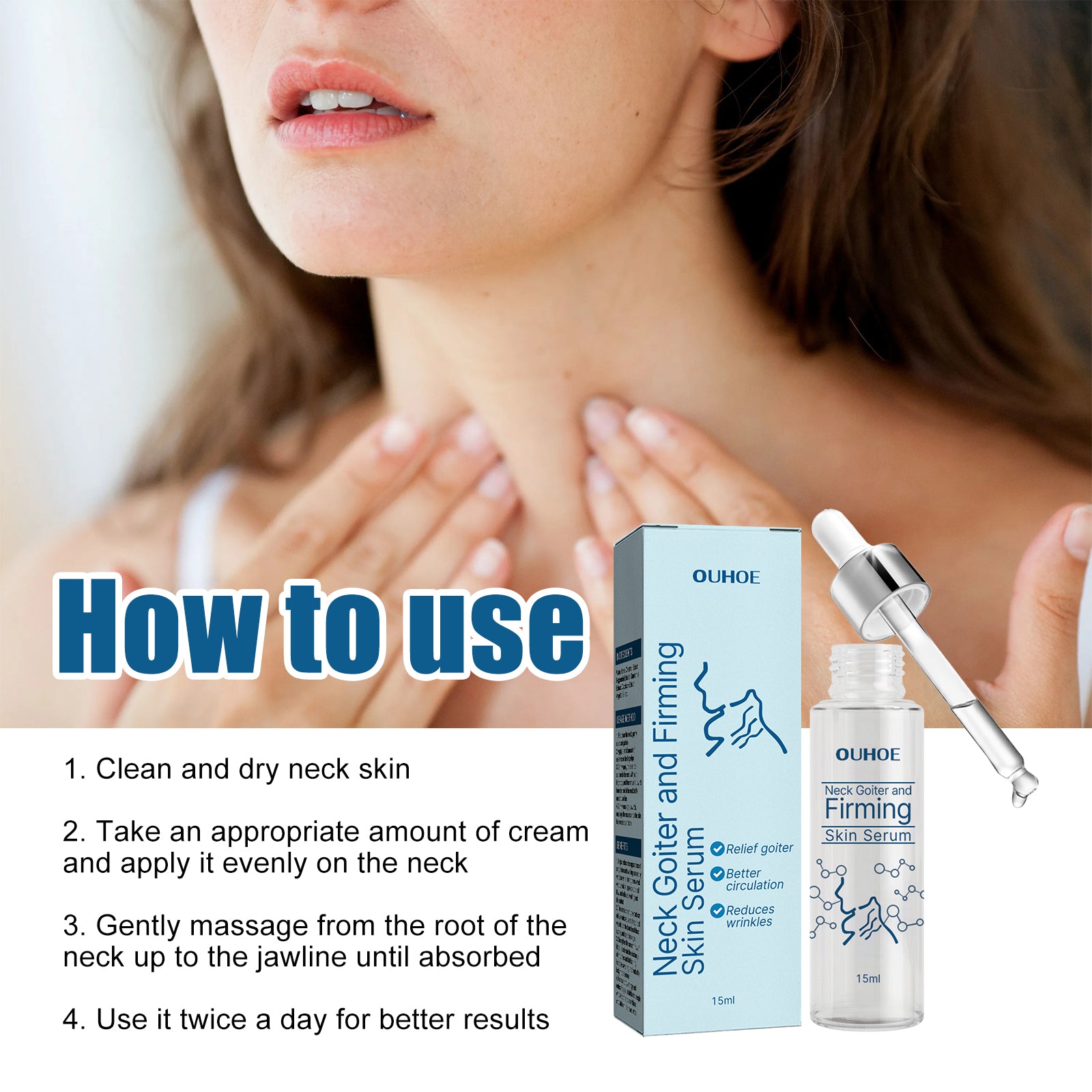 OUHOE Neck Firming Essence, Lighten Fine Lines Lift Neck Moisturizing And Brightening Essence - 5 - CJ