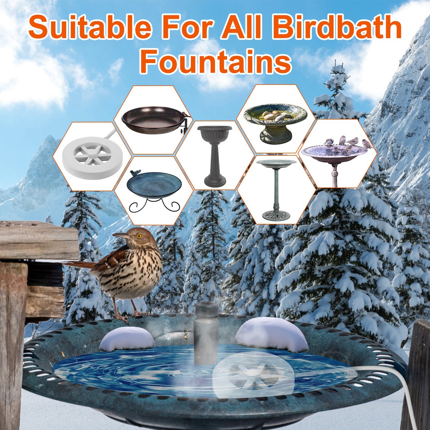 70W Bird Bath Heater For Outdoors Winter Heated Bird Bath Deicer Waterproof Aluminum Alloy Water Heater With Thermostat Auto Shutdown For Yard Patio Farm - 5 - cjdroshippping