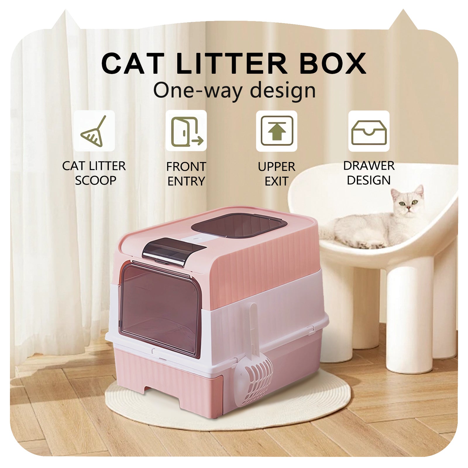 Super Large Capacity Cat Litter Box - Easy To Clean, Odorless, Leak Proof, Not Easy To Leak, Pull - out Design, Comfortable Toilet For Pets - 5 - CJ