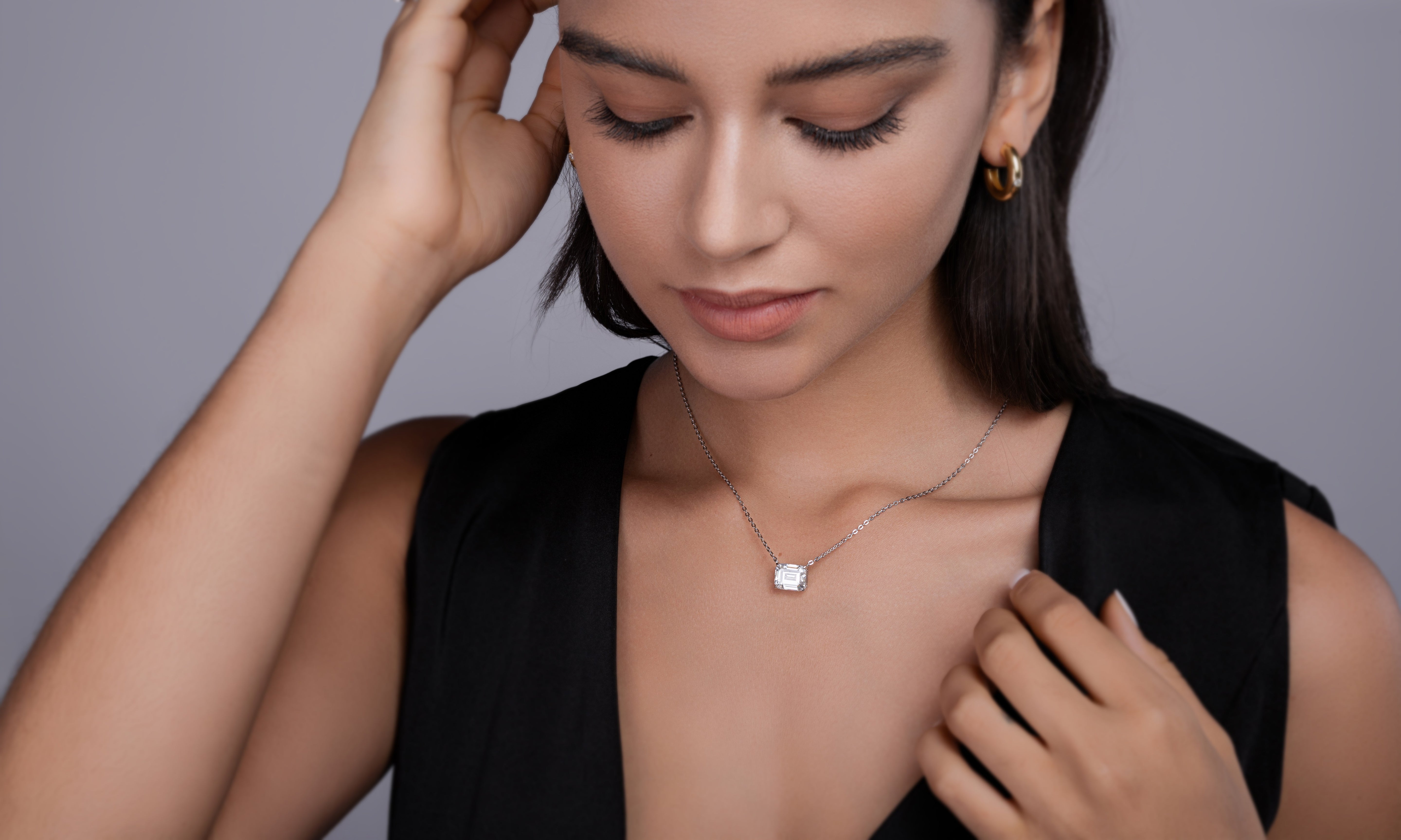 1Mirage In The Mirror - A Trendy Diamond Pendant Necklace Set With Octagonal Moissanite S925 Sterling Silver And Platinum Plating Prohibit TikTok sales - 5 - CJ