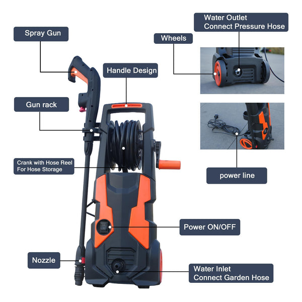 High - performance High - pressure Cleaner For Cars And Building Facades - Powerful Motor, Versatile Accessories, Environmentally Friendly Design - 5 - cjdropshipping