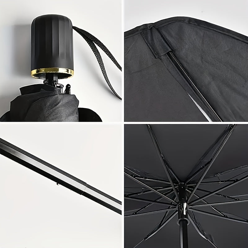 UPF50 - Sunshade - UPF50 - Compact Roll - Up Sunshade For Front Window - Heat Insulation And UV Protection, Easy - to - Use Auto Interior Accessory, Fits Most Vehicles, Sun Protection Curtain, Sleek Black Umb - 5 - cjdropshipping