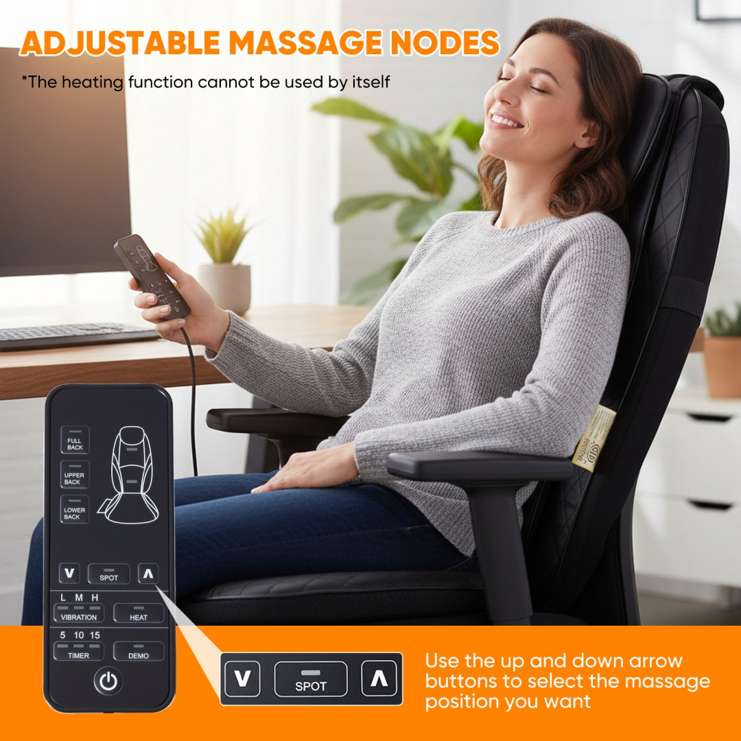 Back Massagers, Vibrating Heating Pad For Back, Massage Chair Pad For Pain Relief Deep Tissue - 5 - CJ