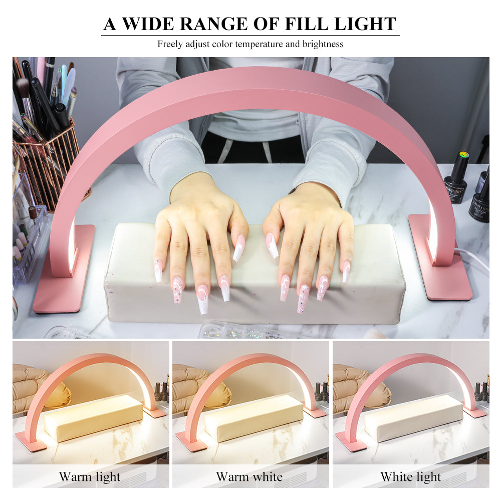 Half Moon Light For Nail Desk, 17inch Professional LED Light With 3 Color Temperatures & Dimmer, Multi - Purpose Lighting For Eyelash Extensions, Nail Art, Tattoos, Reading - 5 - CJ